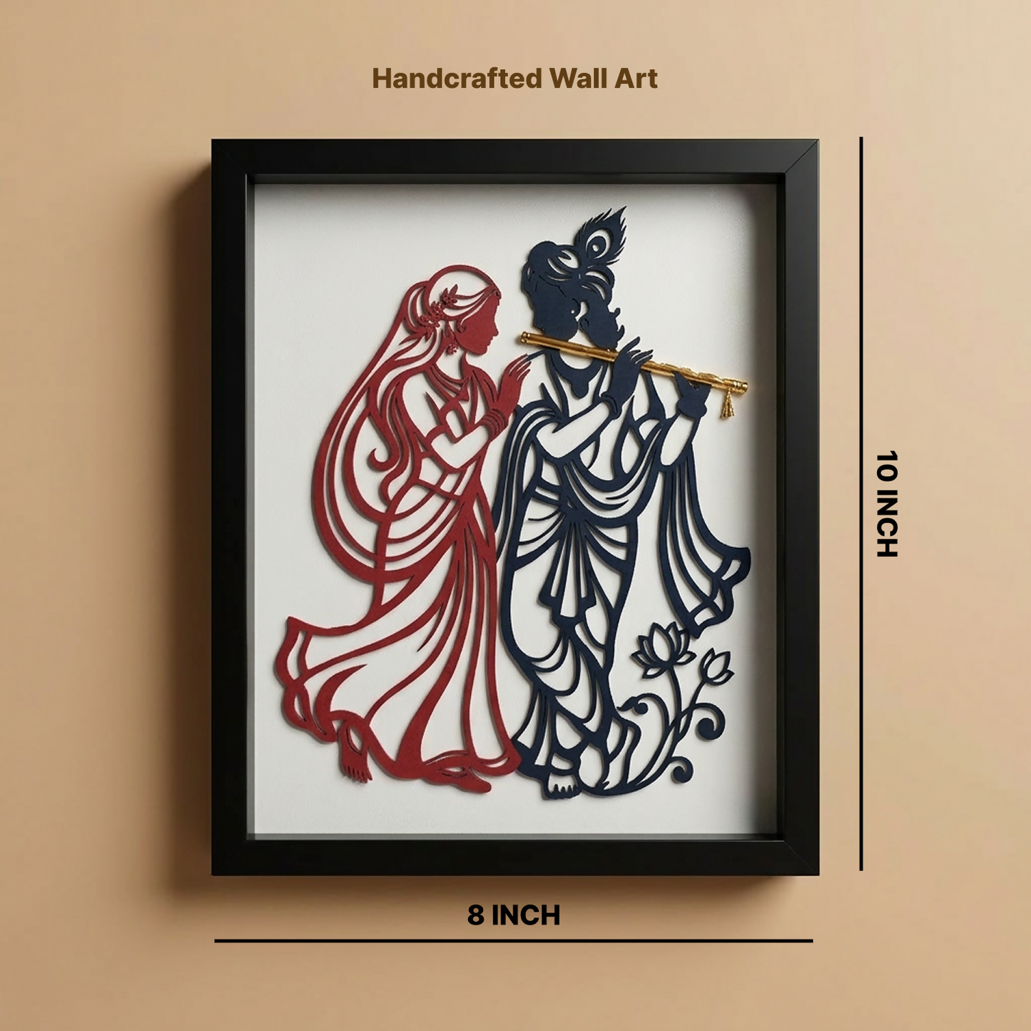 Premium Radha Krishna Wall Art Frame | 3D Wooden Handcrafted Religious Wall Decor