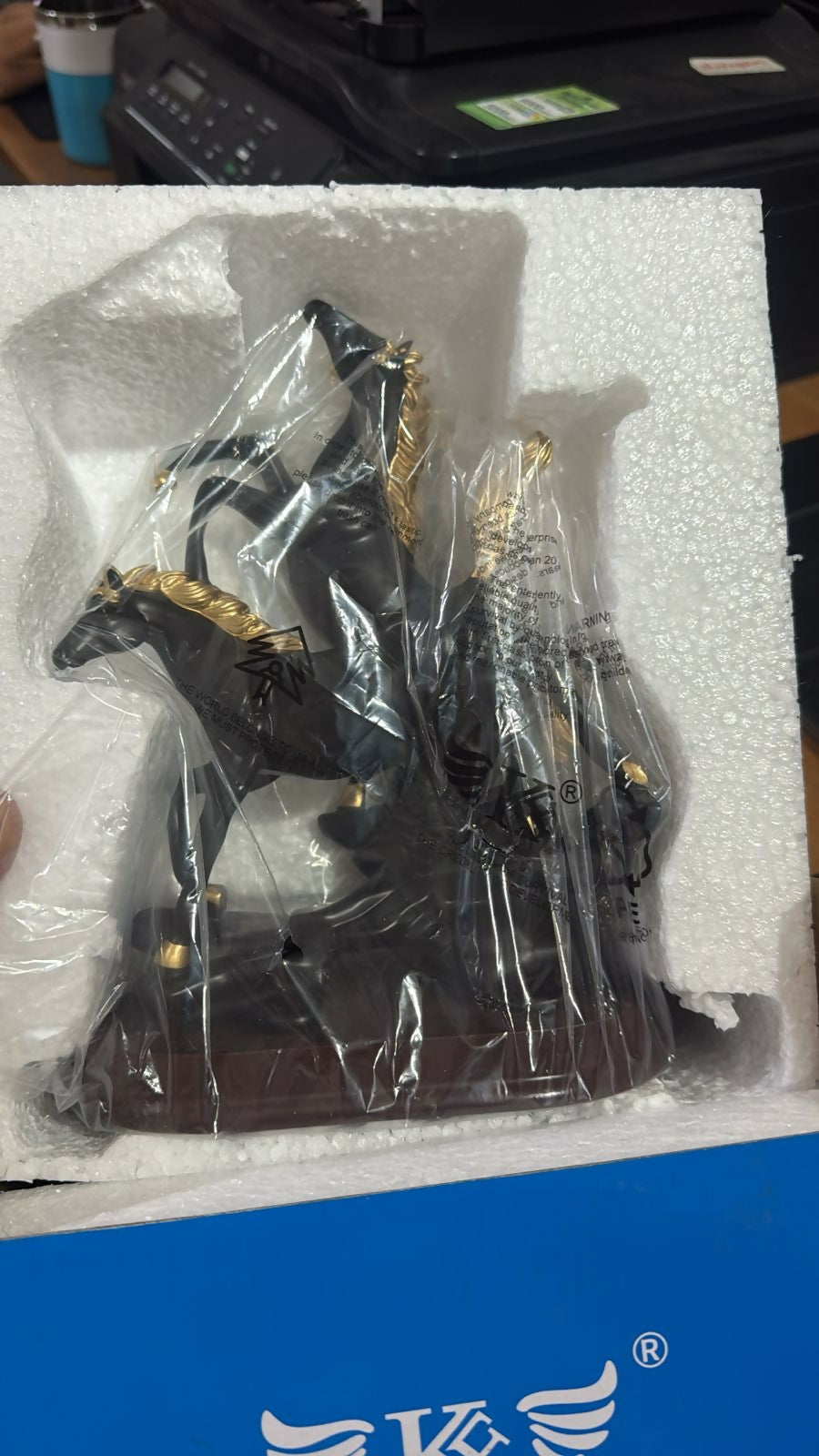 Elegant Black Gold Dual Horse Statue showcasing craftsmanship