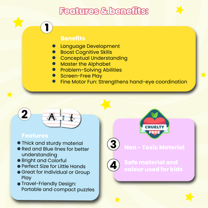 Capital and Small Letter Matching Puzzle - Ages 3+ (52 cardboard puzzle pieces) Find & Match series