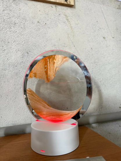 LED Round Static Orange Sand Art Lamp | Ambient Decorative Night Light Décor