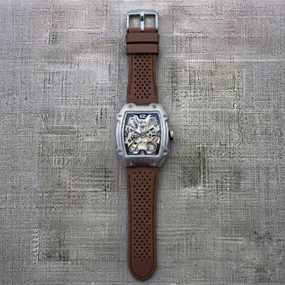 Premium Silver Dial Men's Watch With Silicone Strap For Trendy Casual Style