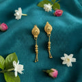 Gold-Plated Jhumka Earrings – Traditional Long Chain Beads Jewellery