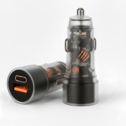 Uniteq ClearX 125W Dual Port Fast Car Charger Type-C PD USB (Black)