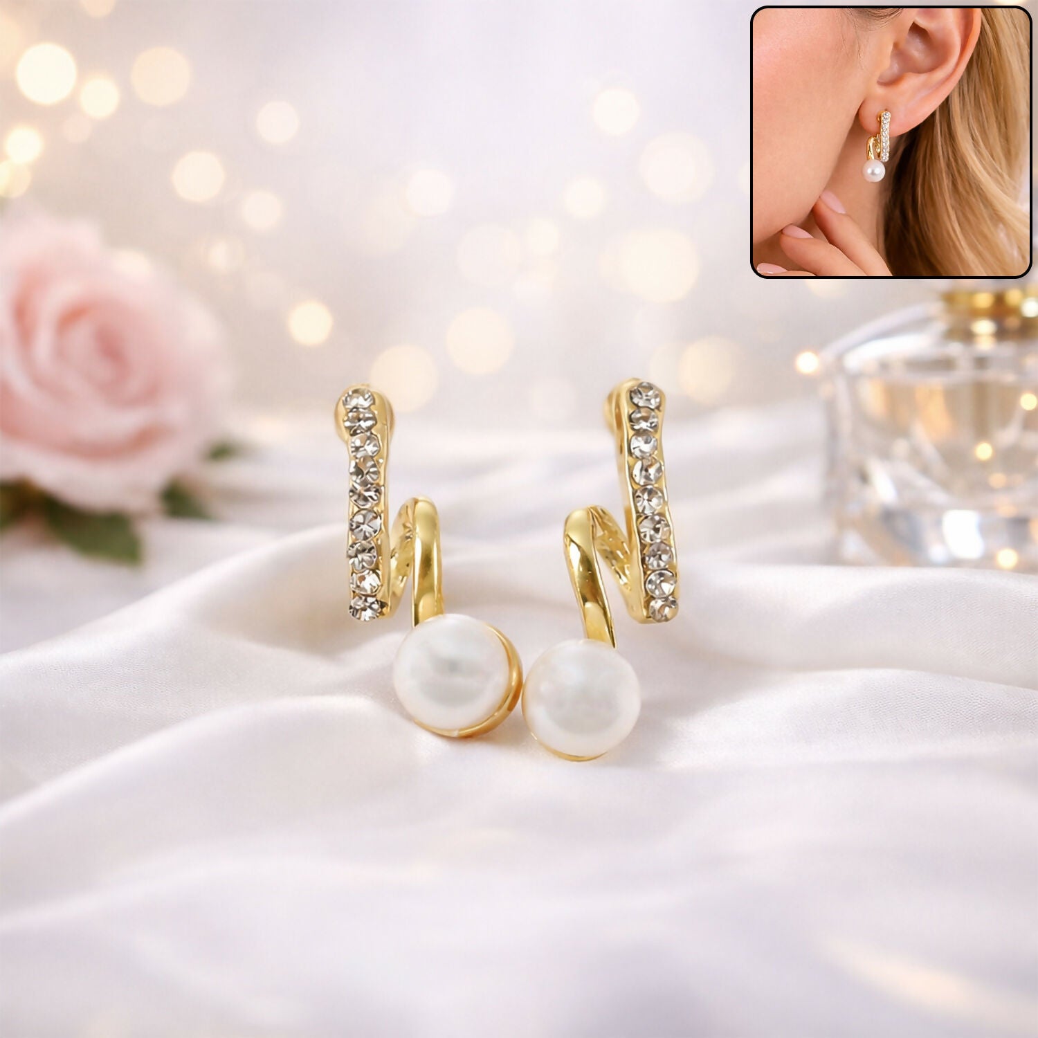 Luxury Gold Pearl Drop Earrings for Women, Stylish Trendy Fashion Jewelry