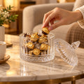 Decorative Glass Candy Jar with Patterned Lift-Off Lid (240 ml, 1 Pc)