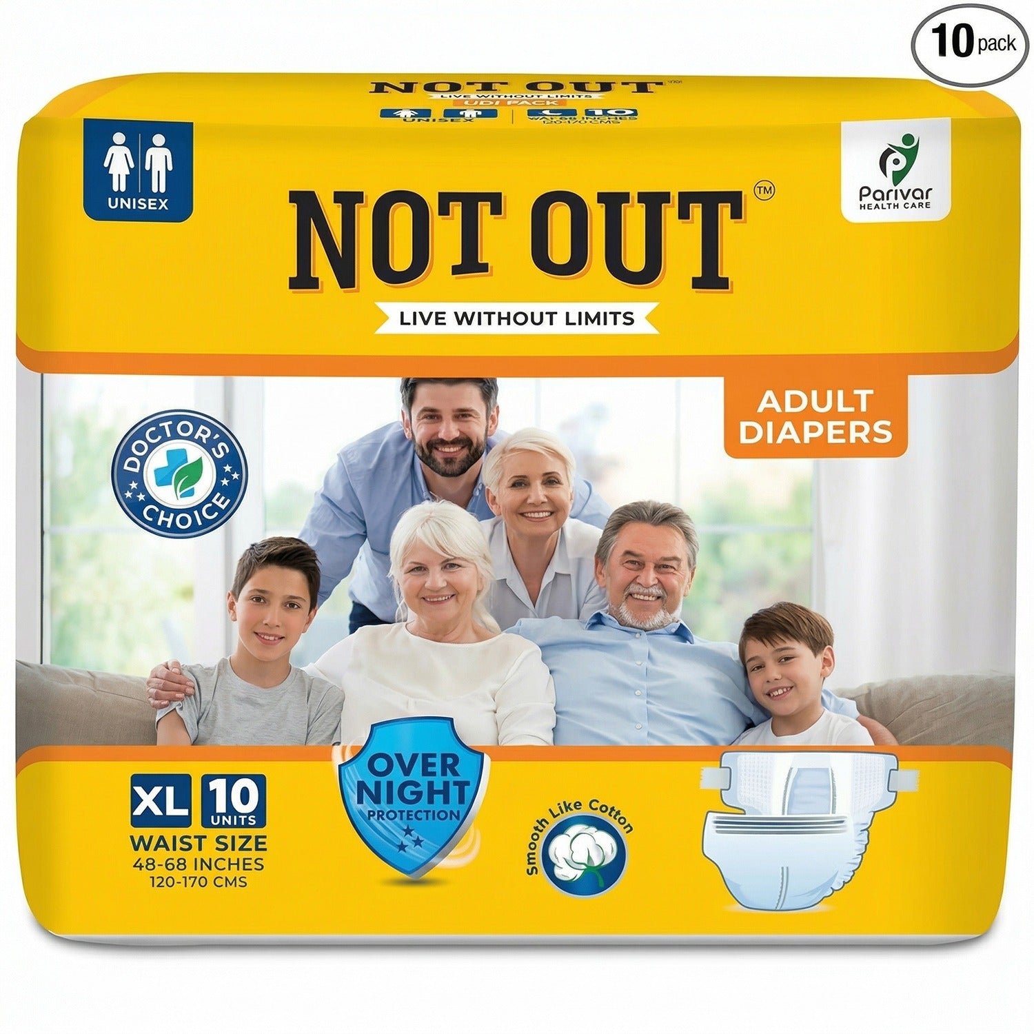Adult Taped Diaper with Antibacterial Protection – Leakproof Design, Up to 10 Hours Comfort