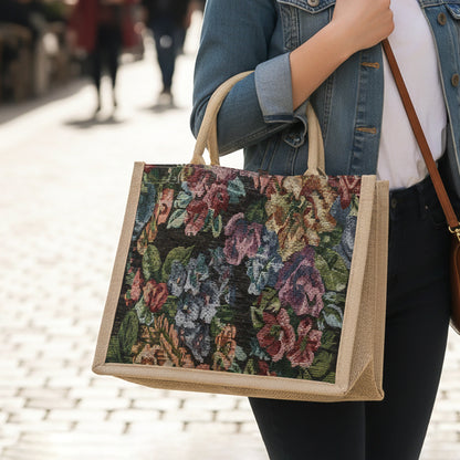 Multipurpose floral print carry hand bag front view