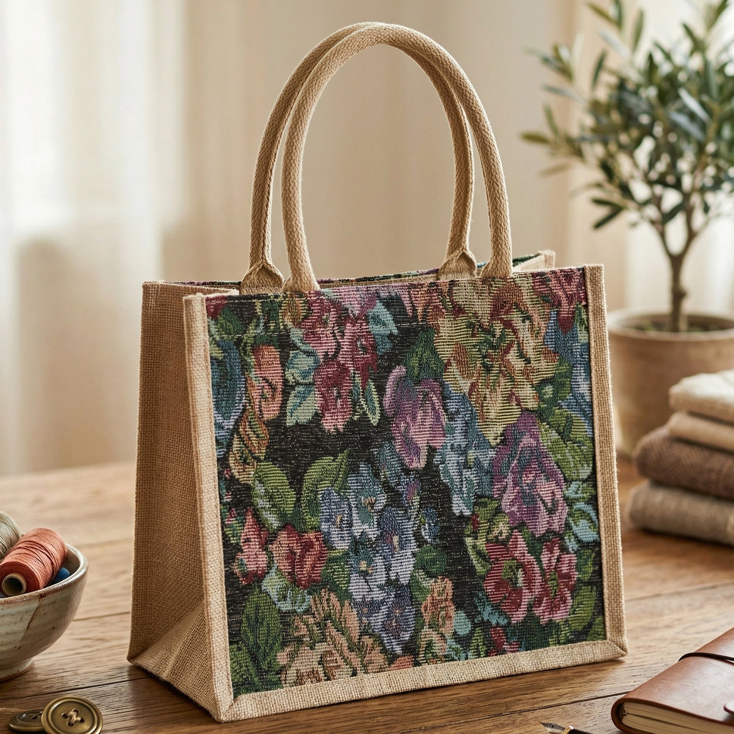 Eco-friendly floral print shopping bag