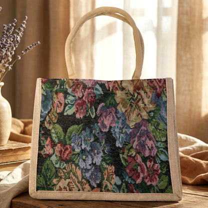 Lightweight floral print shopping bag folded