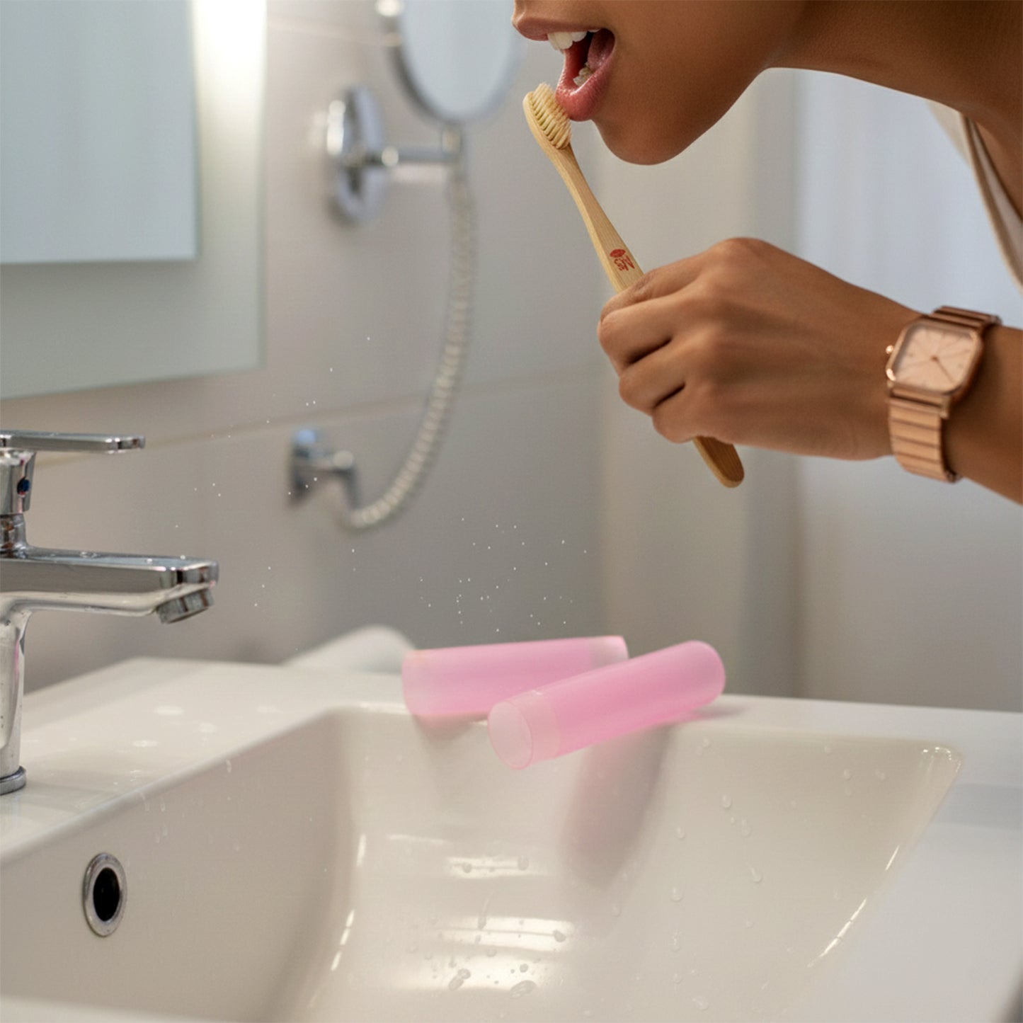 2 इन 1 सॉफ्ट टूथब्रश और जीभ टूथब्रश कवर क्लीनर स्क्रैपर के साथ पुरुषों और महिलाओं, बच्चों, वयस्कों के लिए प्लास्टिक टूथब्रश कवर / केस / होल्डर (1 पीस)