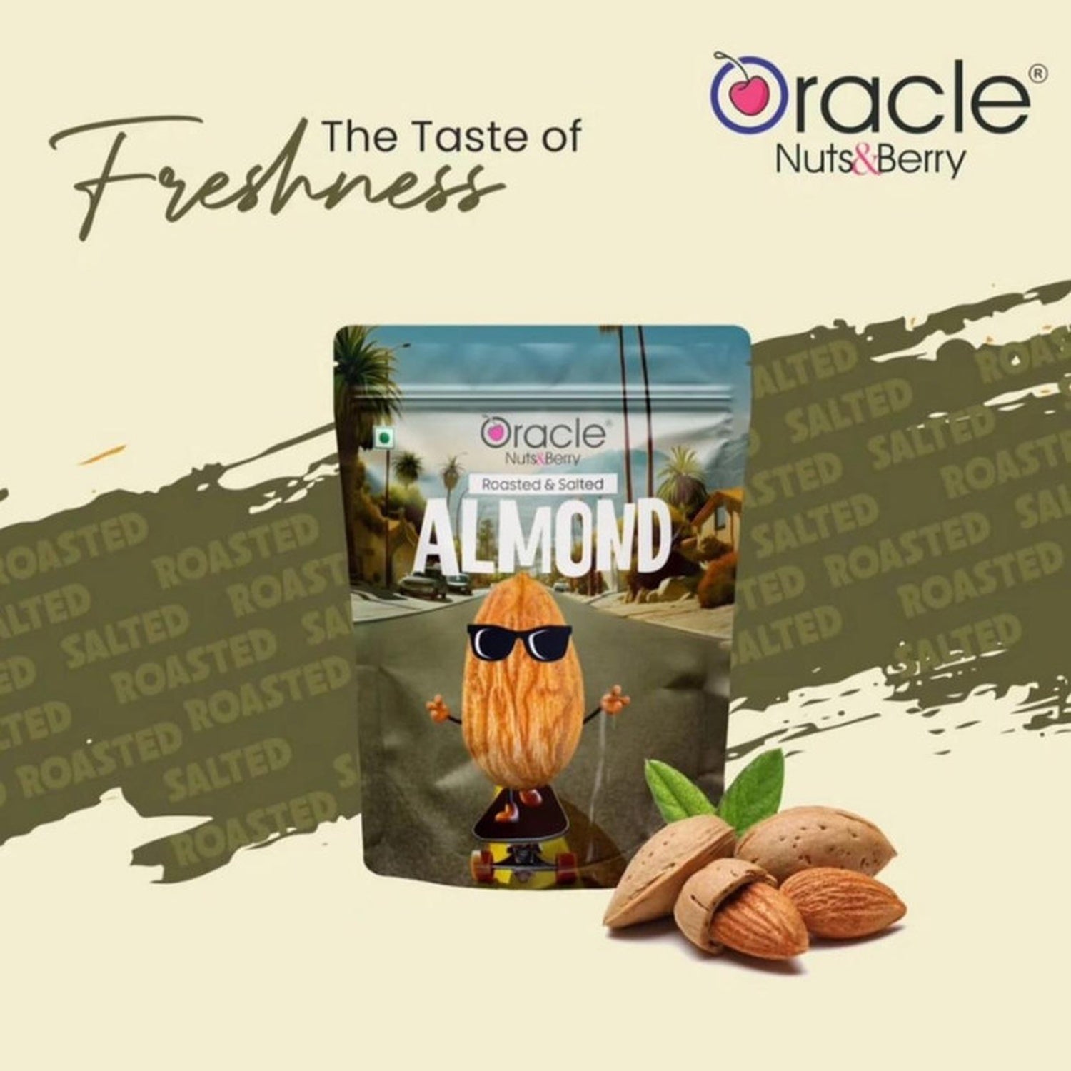 Oracle Roasted & Salted Almond, Crunchy Dry-Roasted Premium Healthy Badam Snack 200g