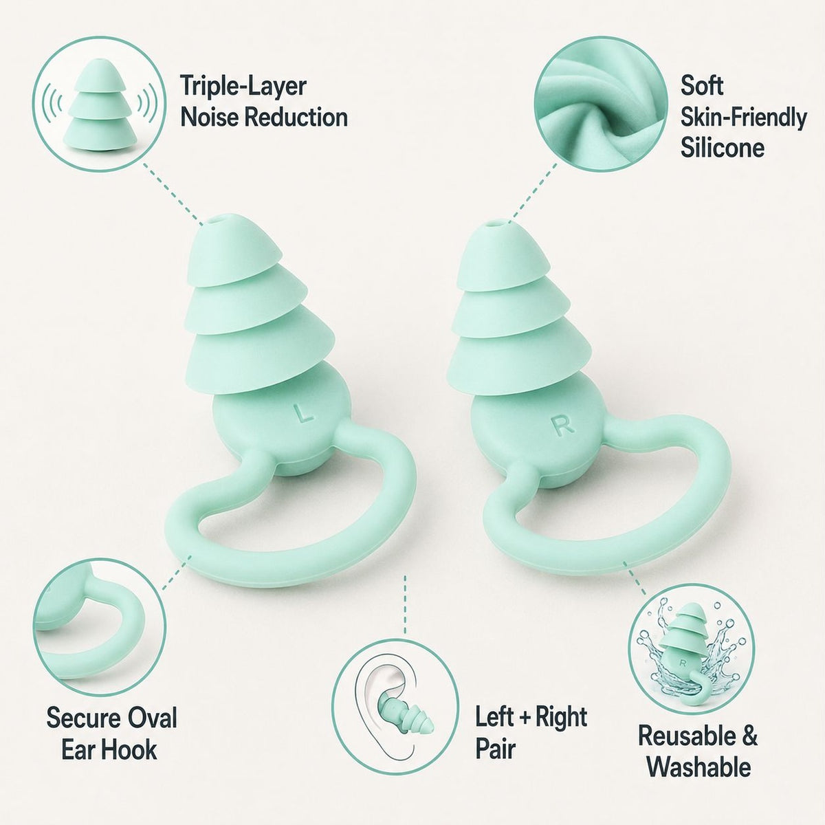 14794_silicone_noise_reduction_earplug_1pair features
