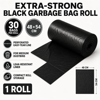 Extra-Strong Garbage Bag Roll – Leak-Proof & Tear-Resistant 48x54cm