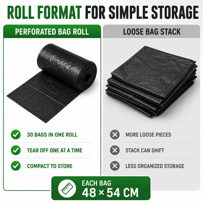 Extra-Strong Garbage Bag Roll – Leak-Proof & Tear-Resistant 48x54cm