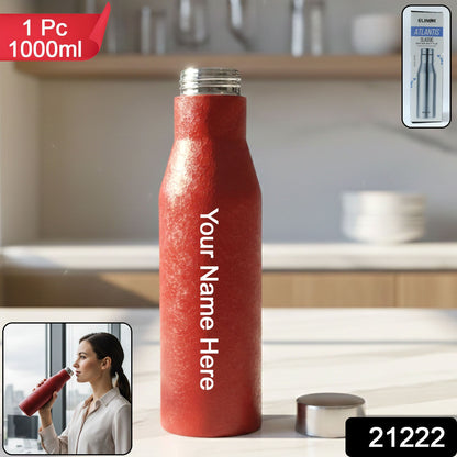 Custom Stainless Steel Water Bottle Red Color (1000 ml, 1 Pc)