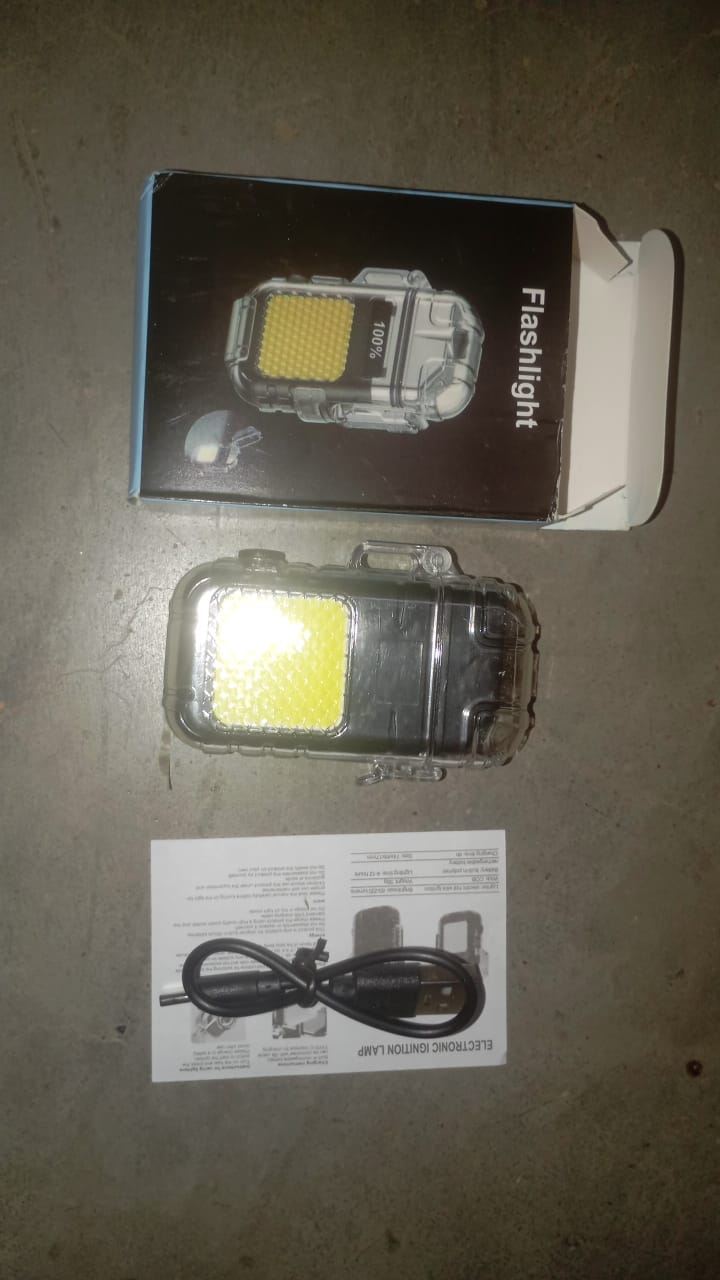 USB Rechargeable Electric Lighter & 3 Modes COB Flashlight (1 Pc)