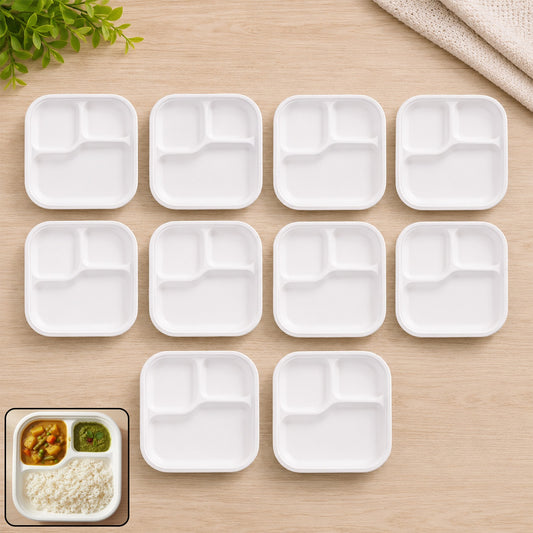 Compostable Bagasse 3-Compartment Meal Plate – Eco-Friendly & Sturdy