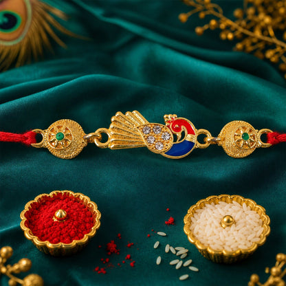 Peacock Charm Rakhi Stone Beaded Traditional Design (5pcs)