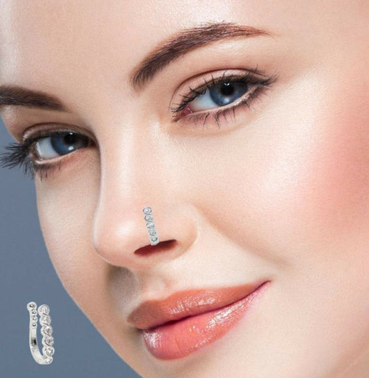 Non-Piercing Nose Cuff Set | AD Line, Wavy & Floral Nath