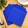 Blue Scalloped Edge Disposable Paper Napkins for Parties (30 Pc)