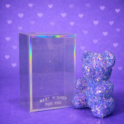 Shiny Teddy Bear Showpiece with Transparent Gift Box for Decoration