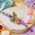 Bal Krishna Cow Cartoon Printed Rakhi with Cute Doll Keychain Combo (2)