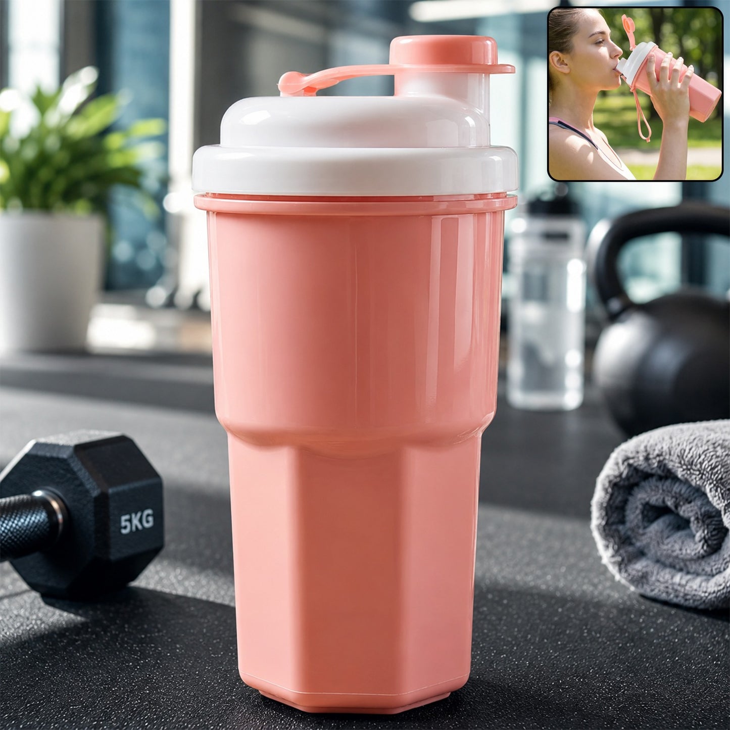 Sports Water Bottle 400ml Leakproof Flip Lid Shaker Tumbler for Gym (1 Pc)