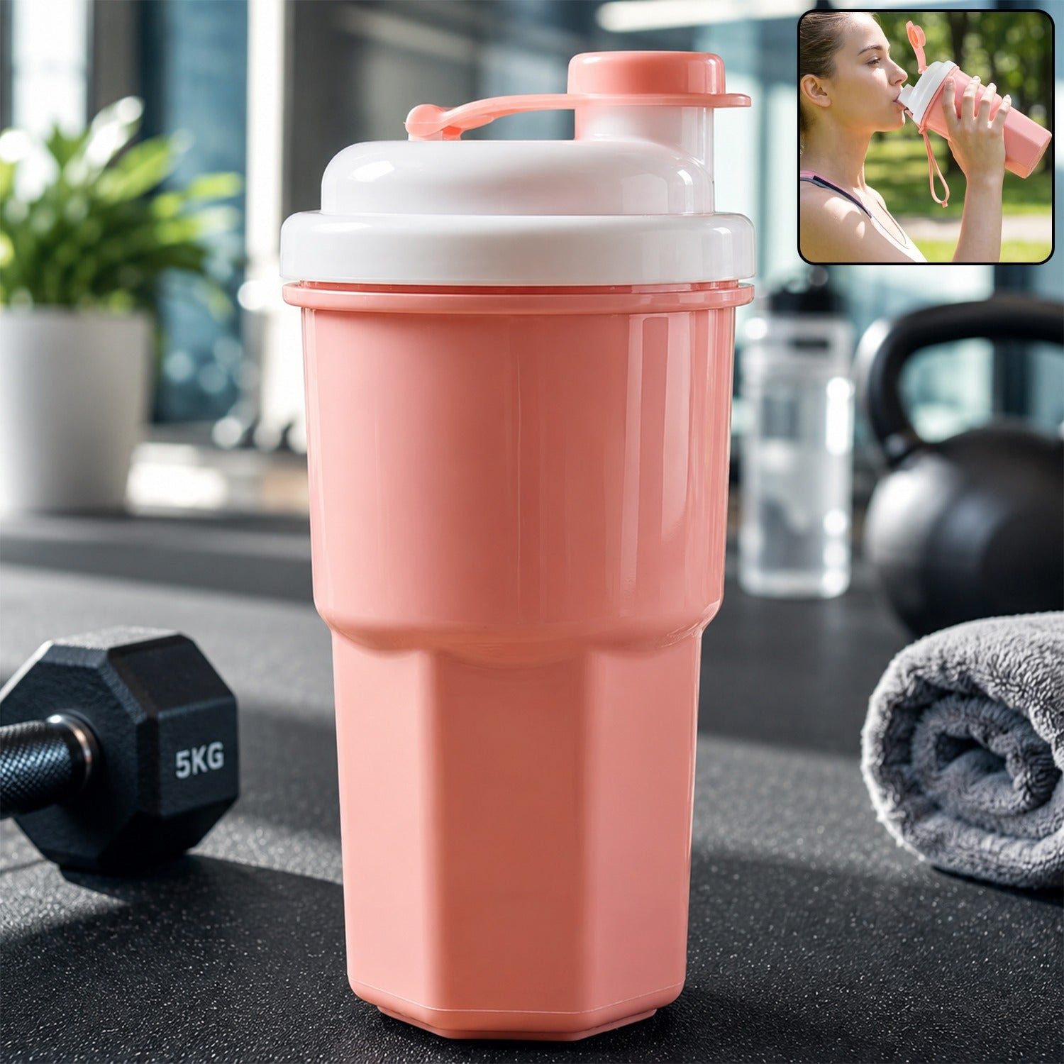 Sports Water Bottle 400ml Leakproof Flip Lid Shaker Tumbler for Gym (1 Pc)
