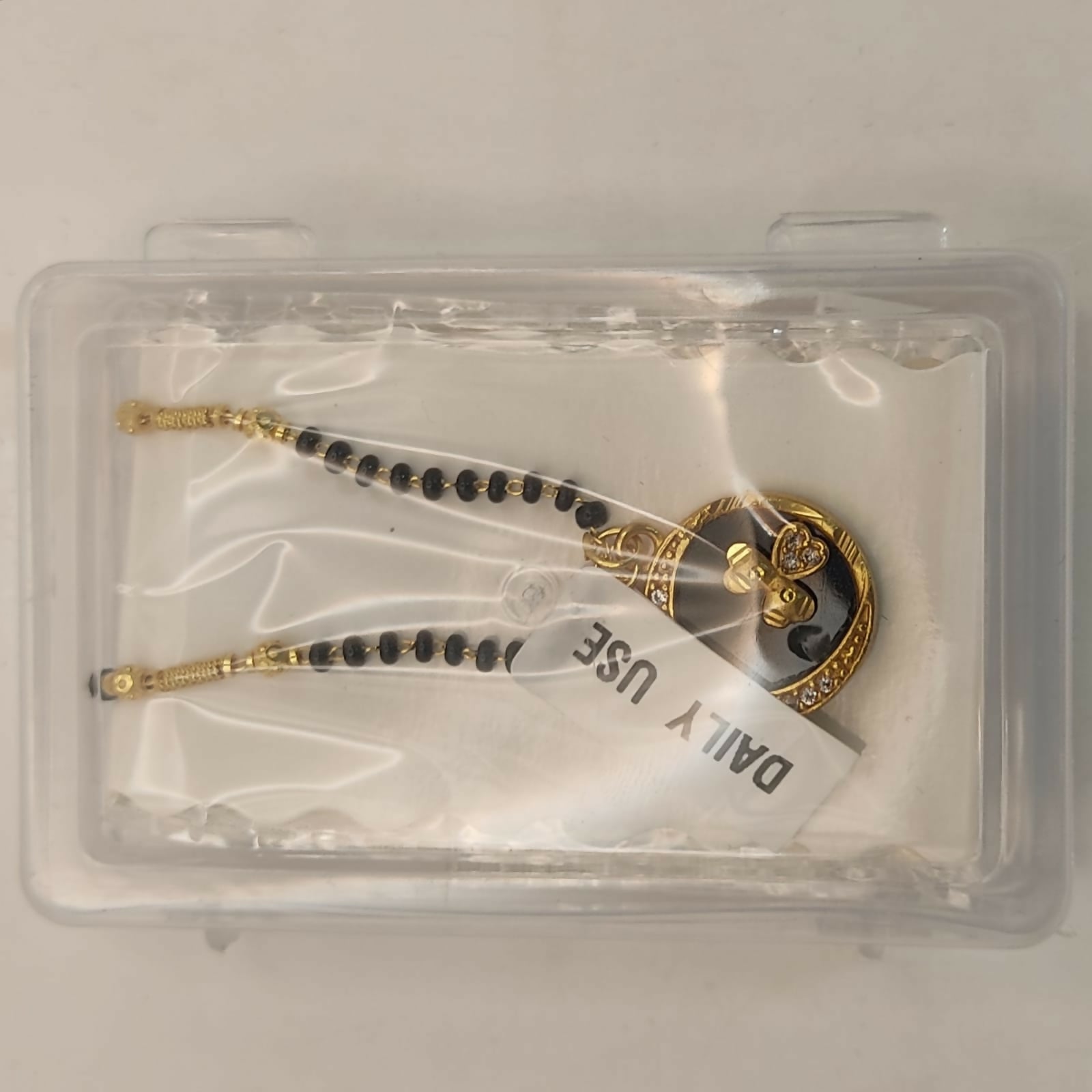 Butterfly coin pendant mangal sutra featuring crescent moon design with American Diamonds