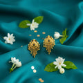 Gold-Plated Jhumka Earrings – Elegant Mina & Latkan Design
