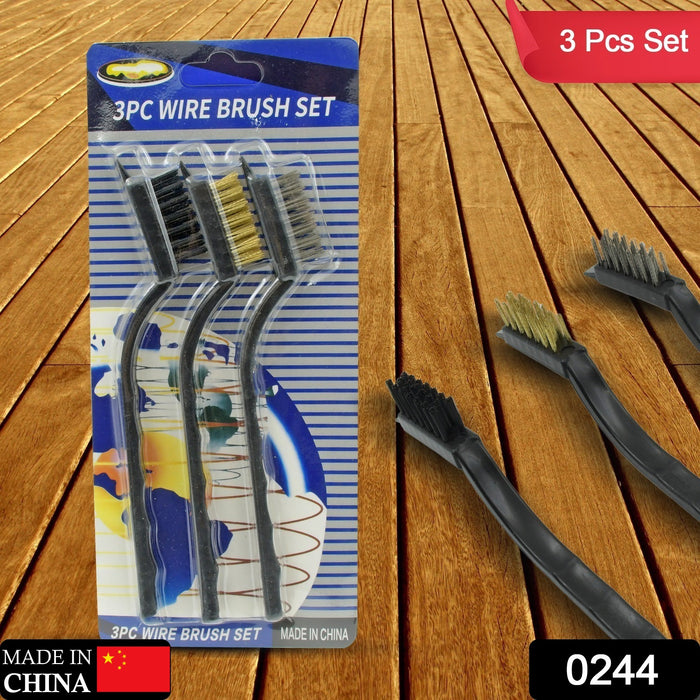 3pcs Mini Wire Brush Set (Steel / Nylon / Brass Brush)