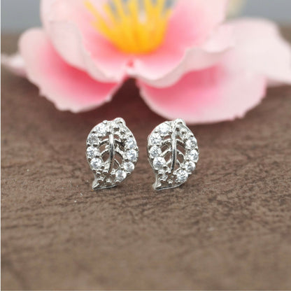 AD Pave Leaf Stud Earrings for women and girls