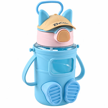 Kids Sipper Water Bottle with Straw, Dual Handles and Strap (450 ml, 1 Pc)