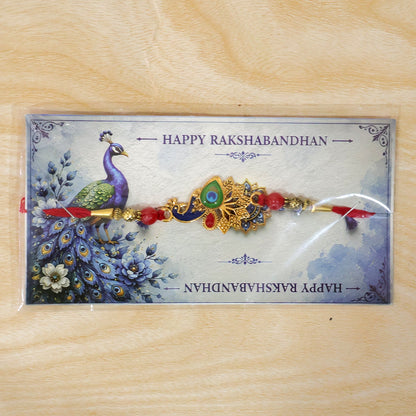 Peacock Rakhi, Vibrant Enamel & Beadwork Design (10pcs)