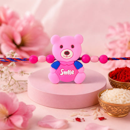 Teddy Bear Charm Rakhi Kids Beaded Festive Design (10pcs)