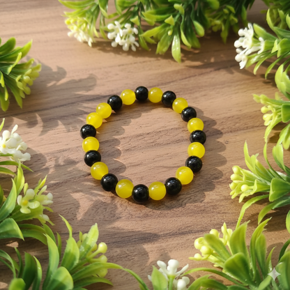 Black And Yellow Glass Beads Bracelet