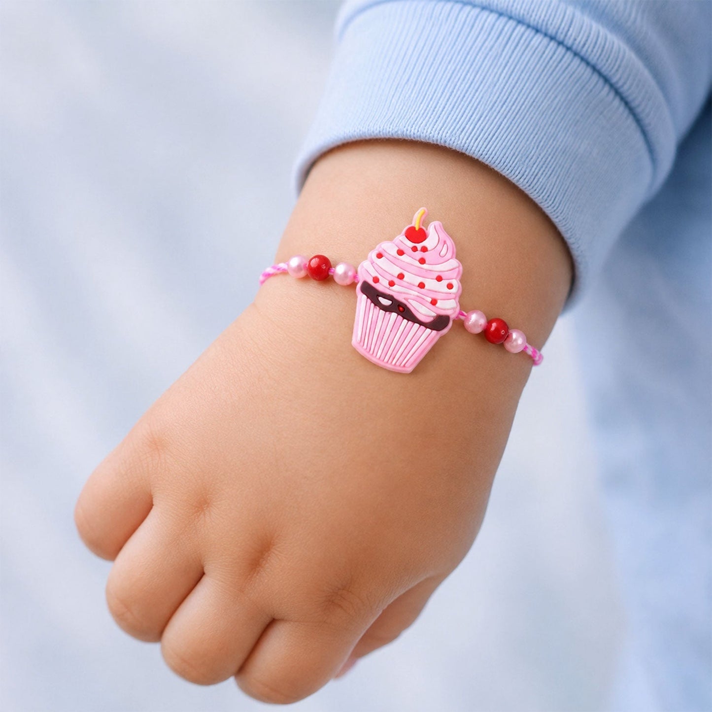 Kids Rakhi for Brother - Cupcake Charm Designer Beaded (10pcs)