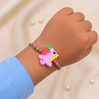 Seahorse Character Kids Beaded Thread Rakhi for Brother (5pcs)