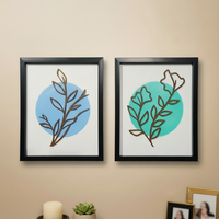 Minimalist Botanical Line Art Wall Frames | Modern Leaf Outline Wall Decor Set of 2
