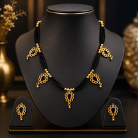 Black Beaded Necklace Set with Earrings for Women Elegant Jewellery Collection