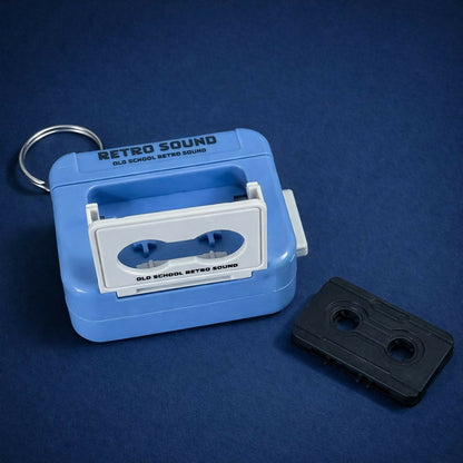 Retro Cassette Tape Keychain Sound Toy with Button Click Sound
