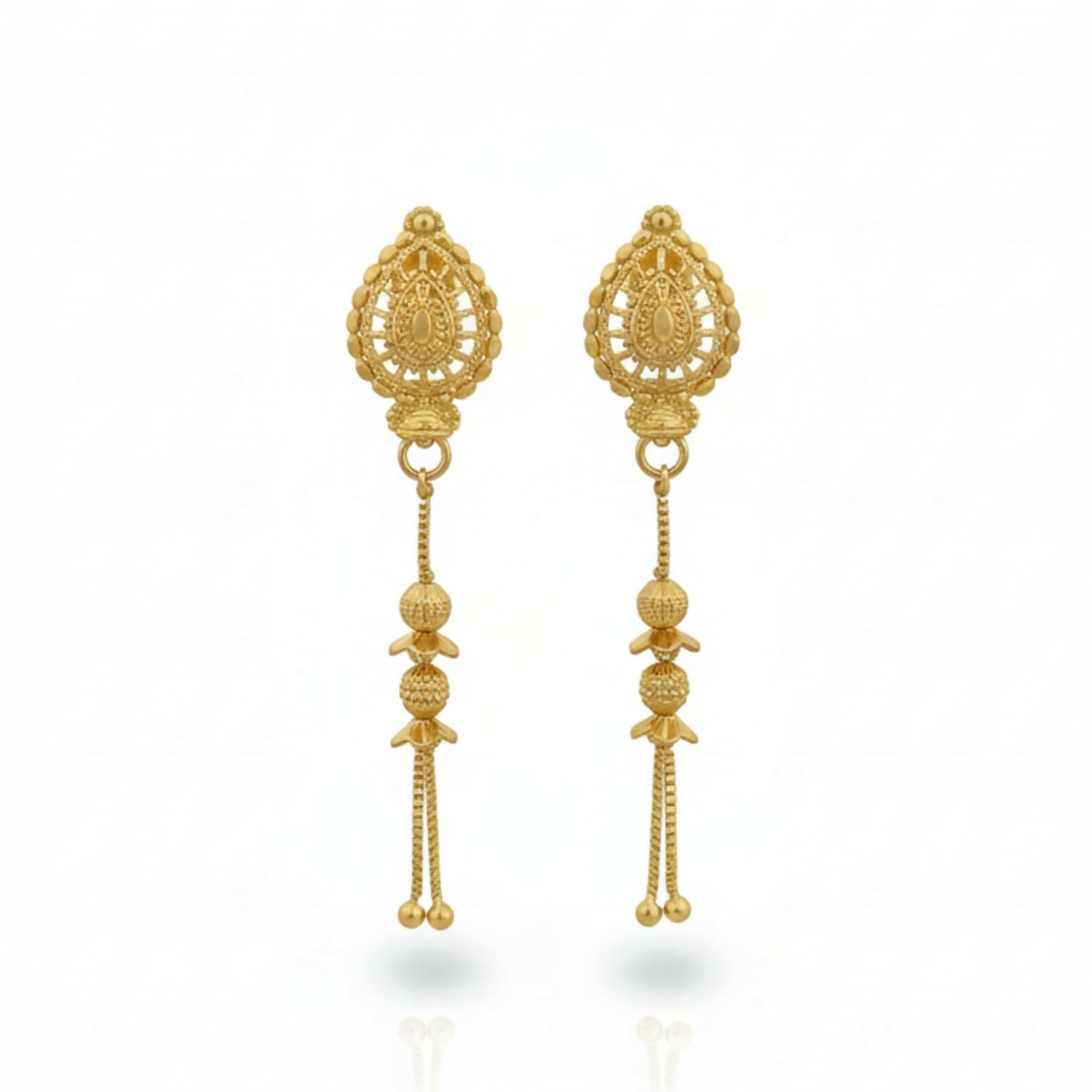 Long Chain Beads Golden Earrings for Women & Girls – Traditional Fancy Jewellery Gift