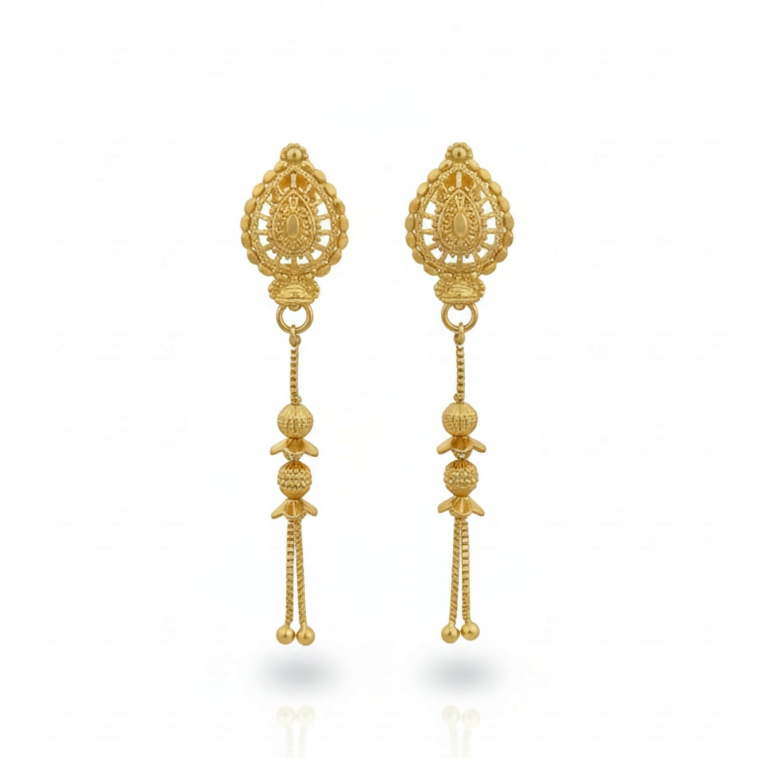 Long Chain Beads Golden Earrings for Women & Girls – Traditional Fancy Jewellery Gift