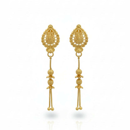 Long Chain Beads Golden Earrings for Women & Girls – Traditional Fancy Jewellery Gift
