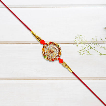 Circular Rakhi with Multicolor Accents, Elegant Raksha Bandhan Gift (5pcs)