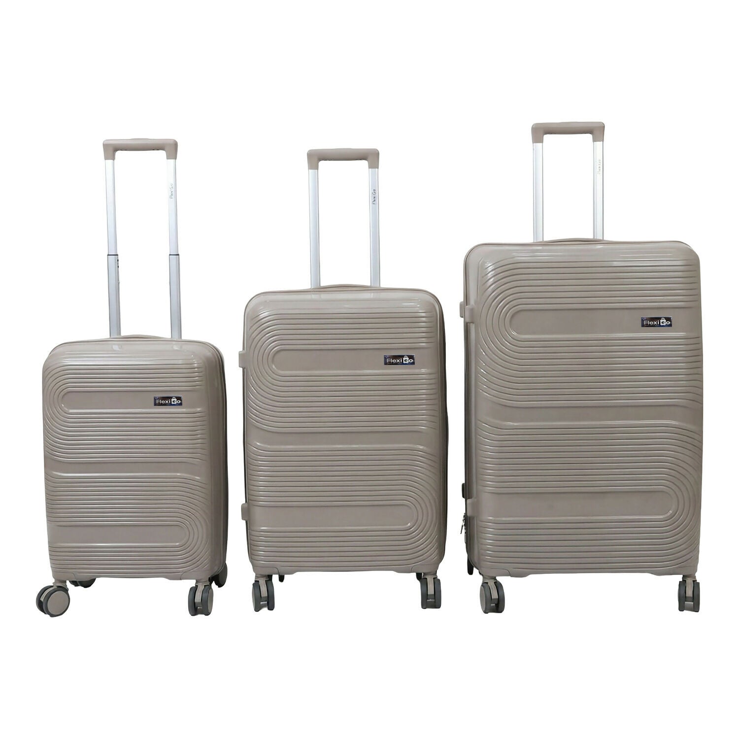 Beige Gold Hard Shell Cabin Trolley Suitcase with Telescopic Handle & 8 Wheels