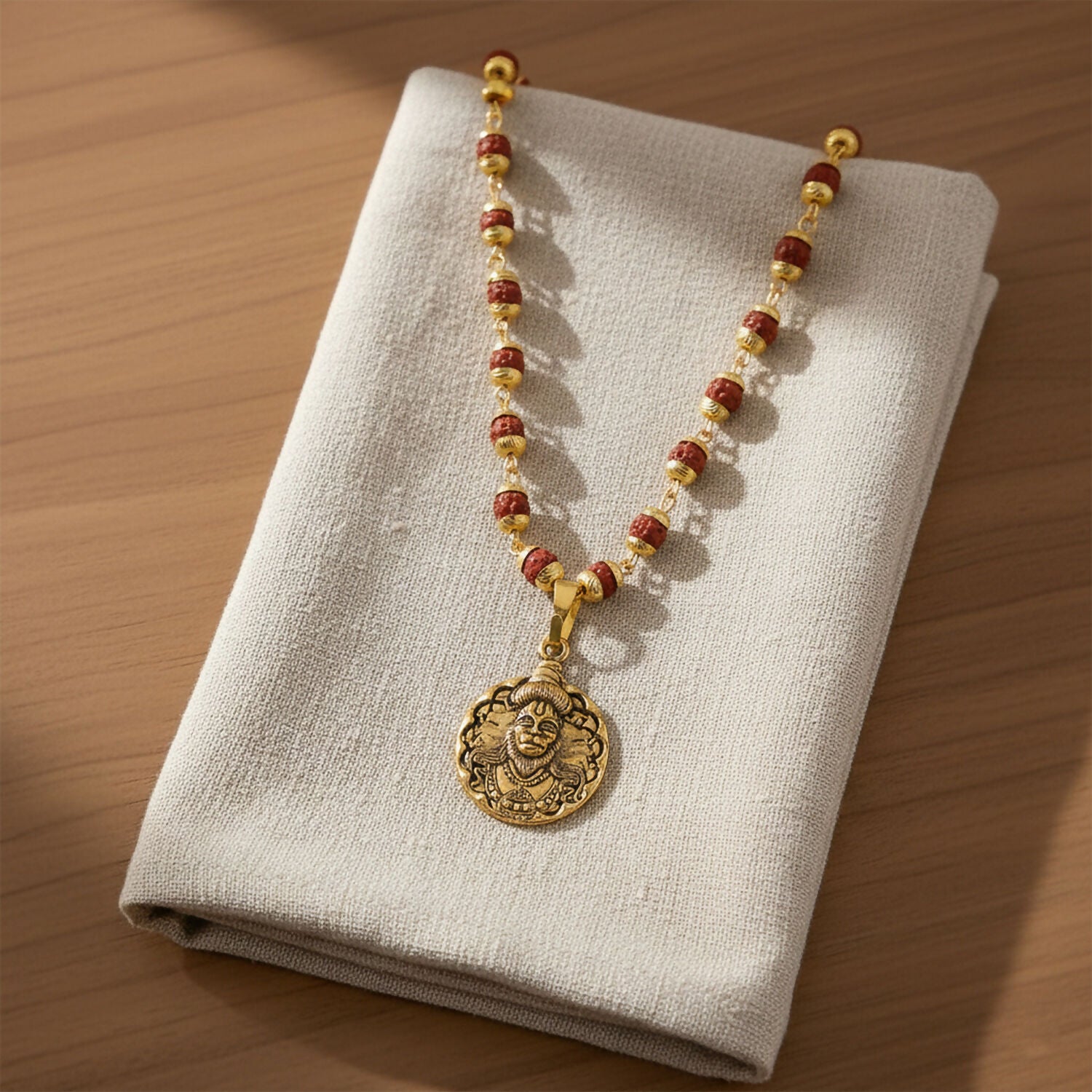 Hanuman Pendant With Rudraksha Mala Bead