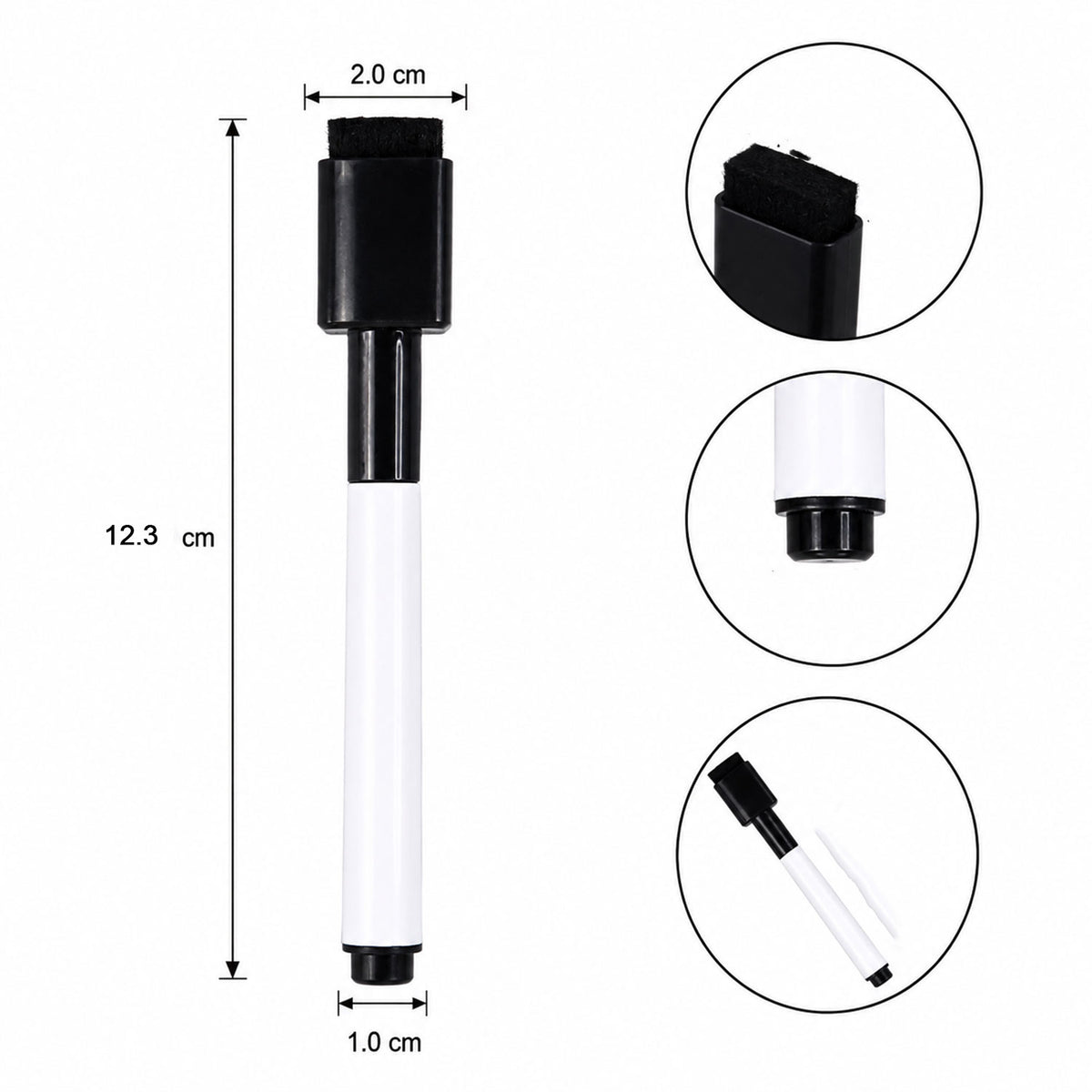Open whiteboard marker with eraser cap attached on the end