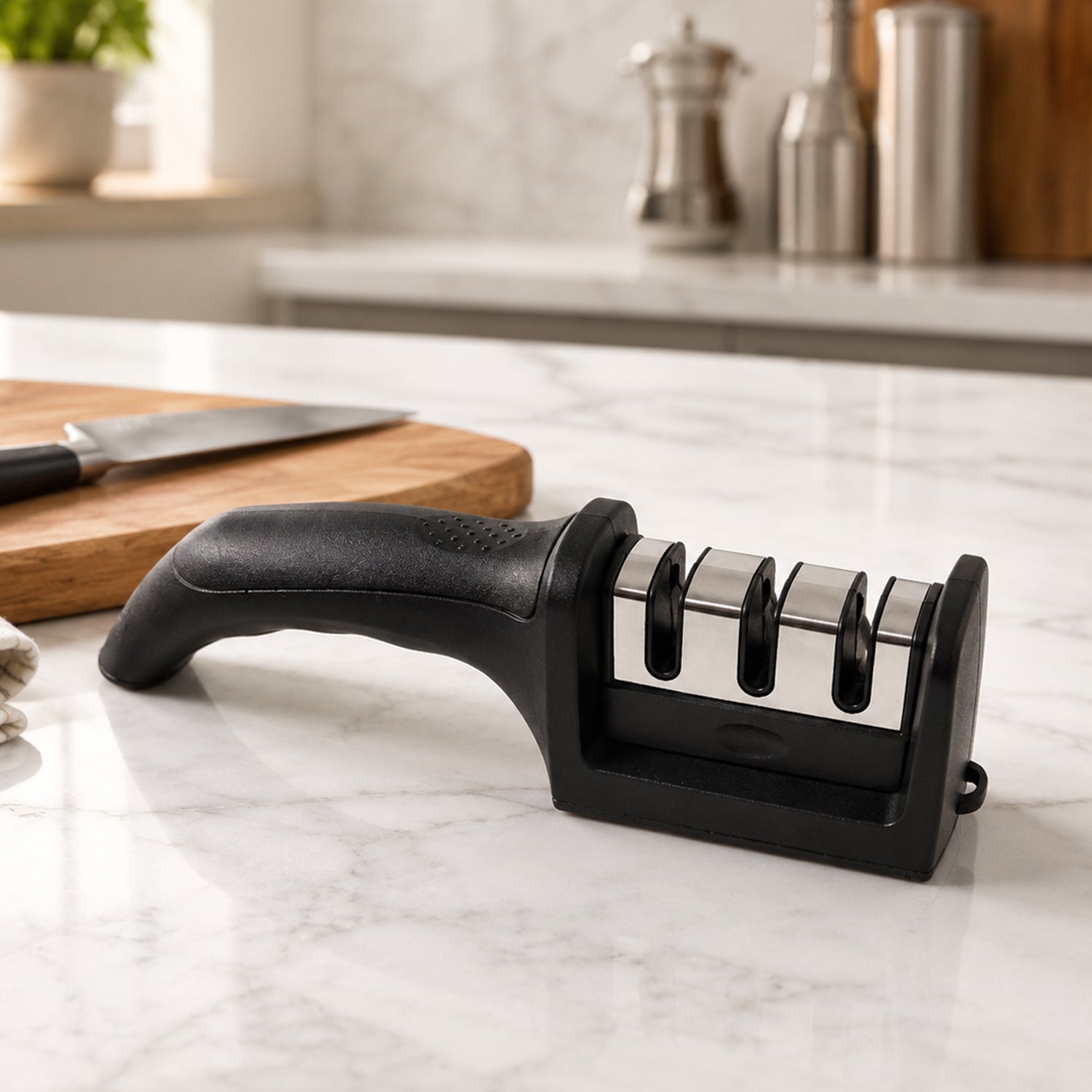 3 Stage Manual Knife Sharpener Tool for Steel and Ceramic Knives Kitchen (1 Pc)