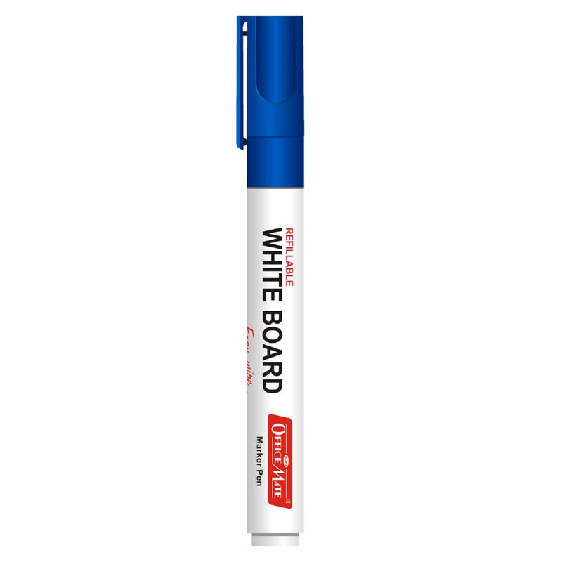 Refillable Whiteboard Marker Pens Blue Ink (10 Pcs) – Bullet Tip, Easy Erase